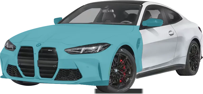 Full Front PPF coverage (highlighted in teal)